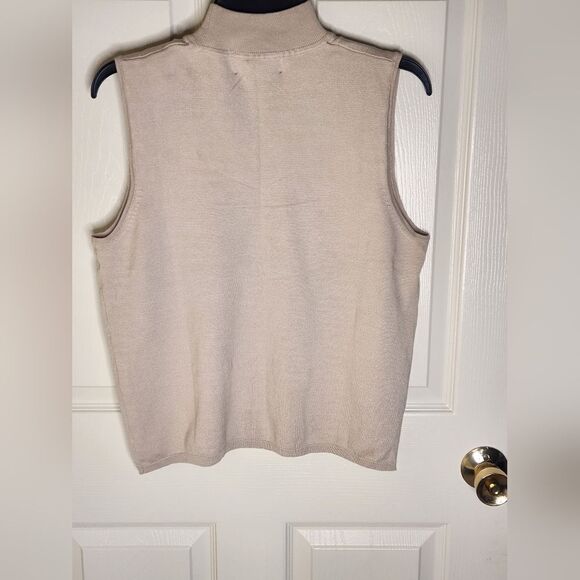 August Silk XL Stretch Cosmic Latte SILK Blend Slvless Knit Women Mock Neck Top - Picture 5 of 5